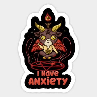 I have Anxiety - Creepy kawaii Baphomet T-Shirt Sticker